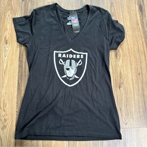 Las Vegas Raiders NFL Women's Graphic T-Shirt Majestic Medium Black Football NEW